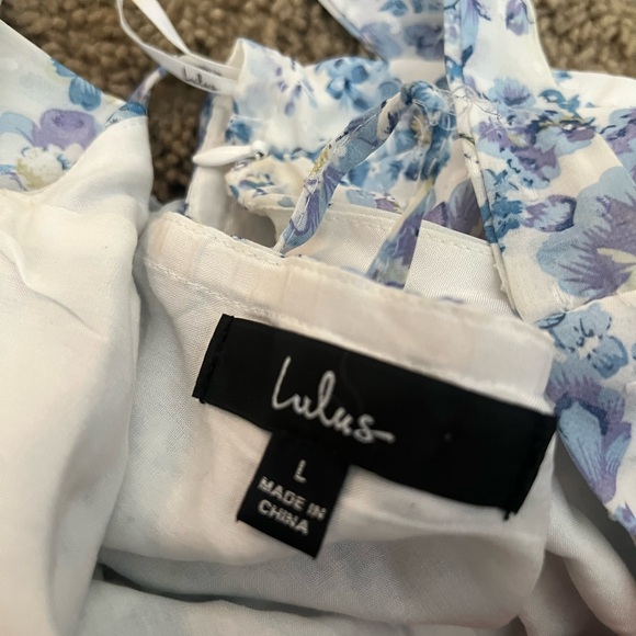 Lulus my love story white floral print tie-back maxi dress size L - Picture 10 of 10